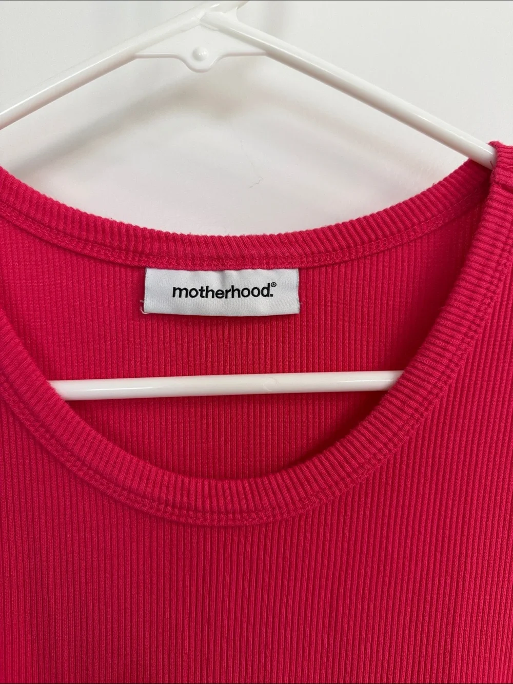 Motherhood Ribbed Sleeveless Midi Dress - Red